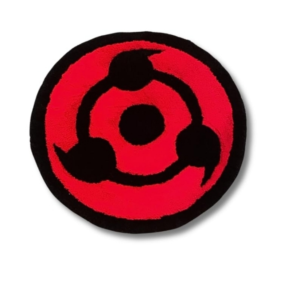 Red and Black Mystic Eye Circular Rug New